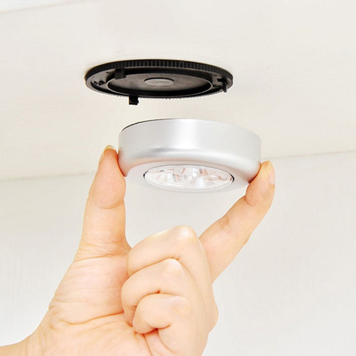 Cordless LED touch light, close-up. Cordless LED touch light, close-up.